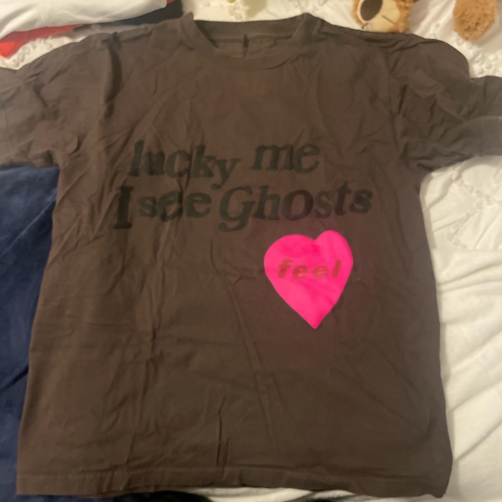 Lucky me I see ghosts Brown Graphic T-Shirt